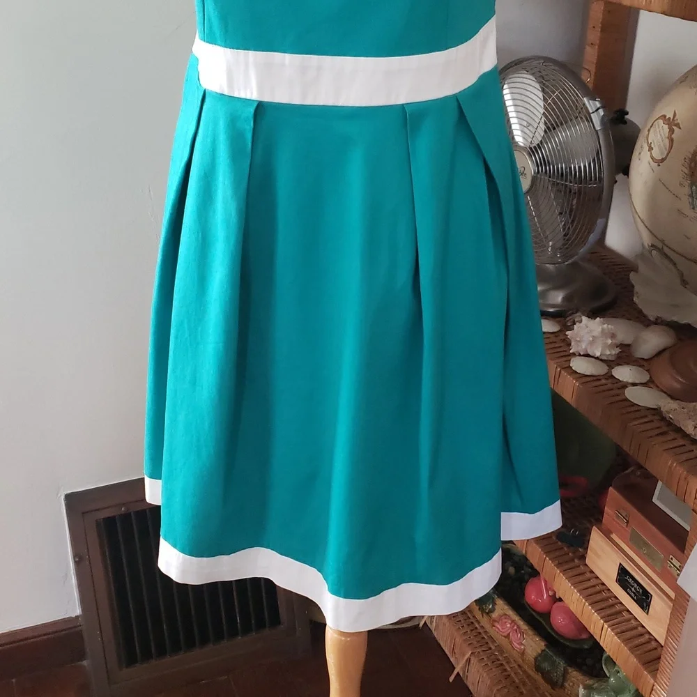 Nadine Milano Teal & White Shift Dress Size 12 - Picture 3 of 11